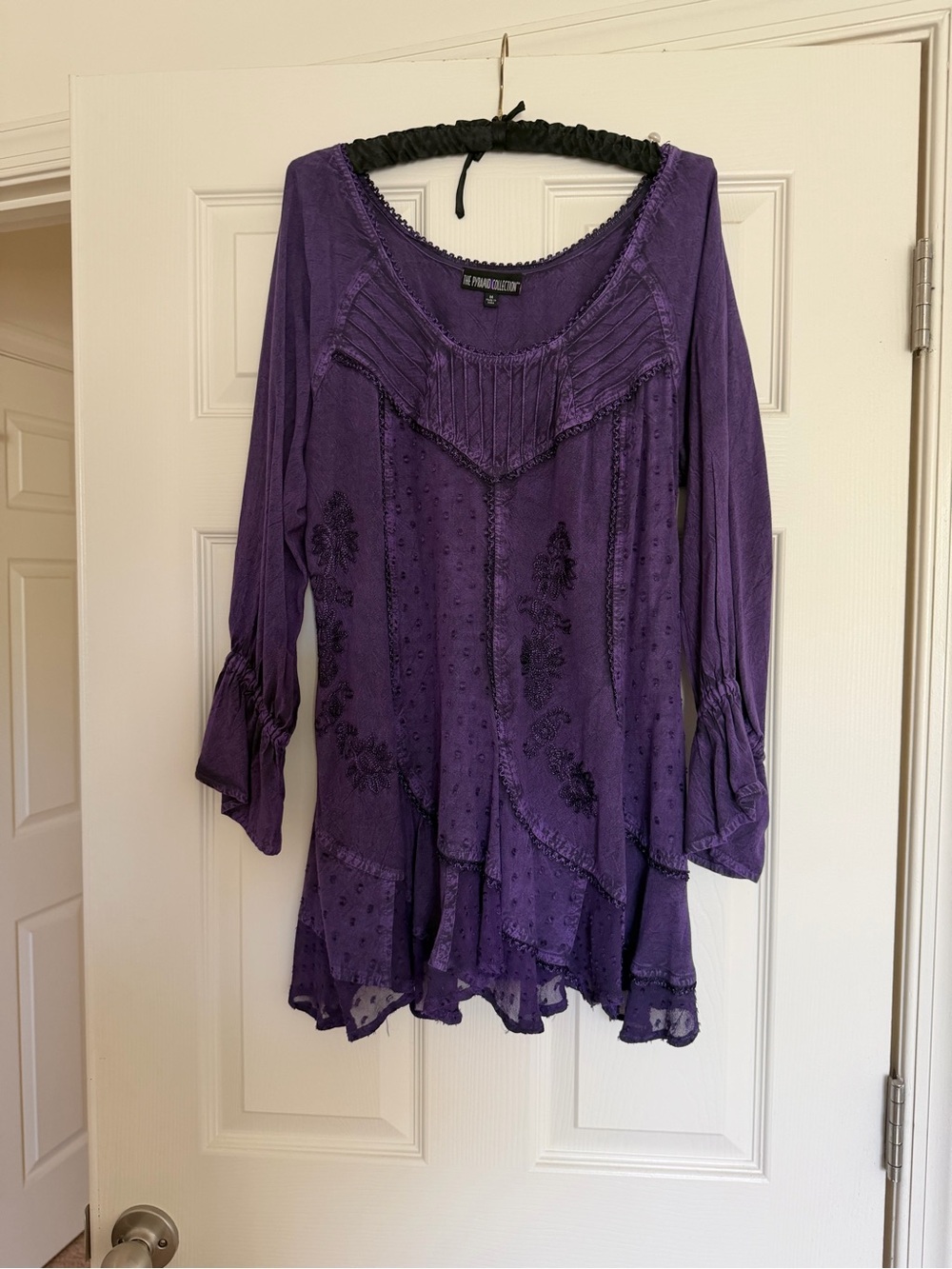 The Pyramid Collection Purple Ruffled Boho Tunic - Picture 2 of 4
